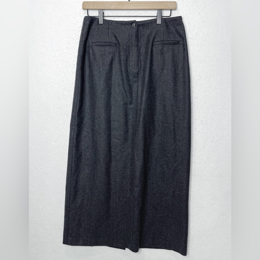 J. Jill Gray Wool Maxi Skirt Made in USA Capsule Minimalist Wardrobe Heritage
